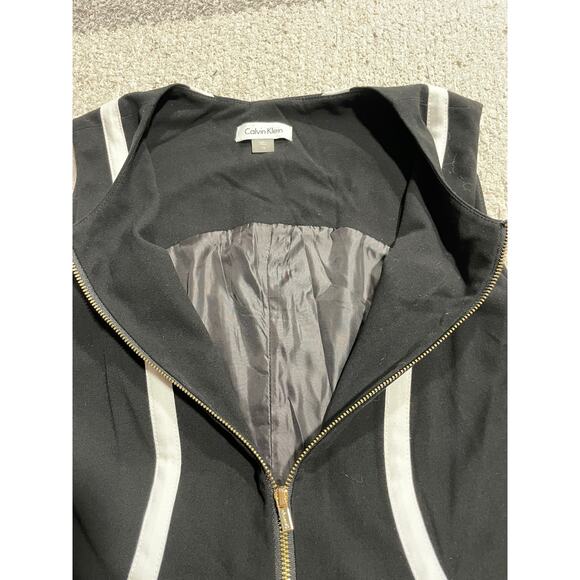 Calvin Klein Sleevelss Sheath Dress Full Zip Knee Length Womens 10 Black Stretch - Picture 9 of 11